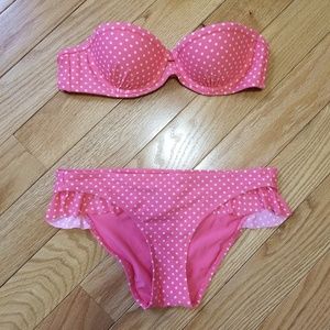 Pink Polka Dot Swimsuit Set